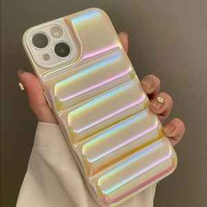 White Multicolor Iridescent Puffer iPhone Case New Multiple Sizes